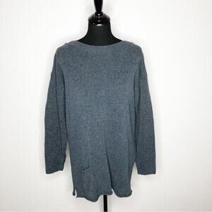 Flax blue green brown cotton pocket front tunic sweater size Small / Medium S/M